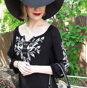 Black with Silver Embroidered Blouse